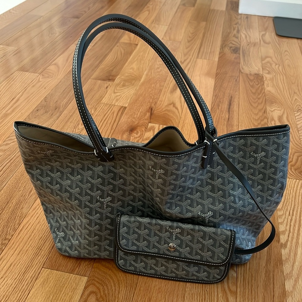 Grey printed tote bag